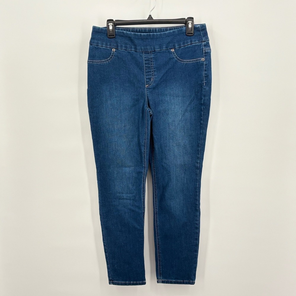 Chicos Perfect Stretch Soft Jegging Ankle Jeans Dark‎ Wash Blue Size 1